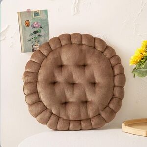 Super-Soft Velvet Round Brown Tufted Cushion Home Kitchen Dining Room Office